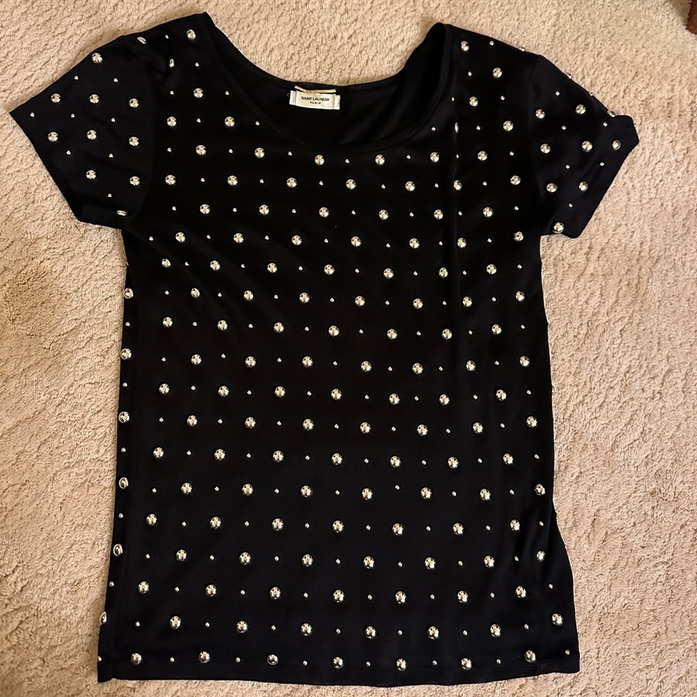 Vintage Saint Laurent studded t shirt